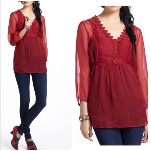 Anthropologie Tops - Anthropologie Meadow Rue Misha sheer tie back top